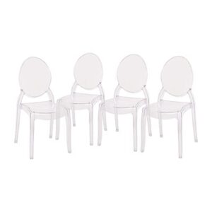 Flash Furniture Set of 4 Extra Wide Resin Ghost Chairs with 700 LB. Weight Capacity - Clear Kitchen and Dining Room Chair - Acrylic Event Chair for Indoor/Outdoor Use