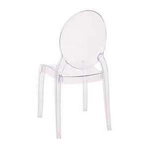 Flash Furniture Set of 4 Extra Wide Resin Ghost Chairs with 700 LB. Weight Capacity - Clear Kitchen and Dining Room Chair - Acrylic Event Chair for Indoor/Outdoor Use