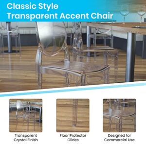 Flash Furniture Set of 4 Extra Wide Resin Ghost Chairs with 700 LB. Weight Capacity - Clear Kitchen and Dining Room Chair - Acrylic Event Chair for Indoor/Outdoor Use