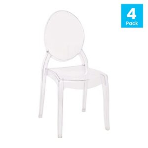 Flash Furniture Set of 4 Extra Wide Resin Ghost Chairs with 700 LB. Weight Capacity - Clear Kitchen and Dining Room Chair - Acrylic Event Chair for Indoor/Outdoor Use