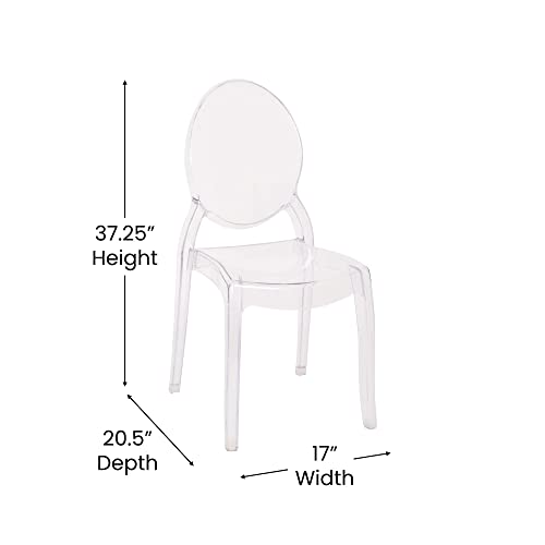 Flash Furniture Set of 4 Extra Wide Resin Ghost Chairs with 700 LB. Weight Capacity - Clear Kitchen and Dining Room Chair - Acrylic Event Chair for Indoor/Outdoor Use