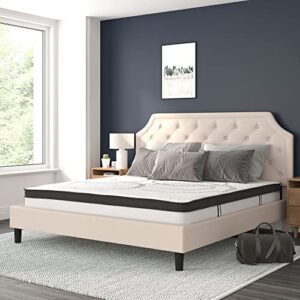 Flash Furniture Upholstered Platform Bed/Mattress Set, King, Beige