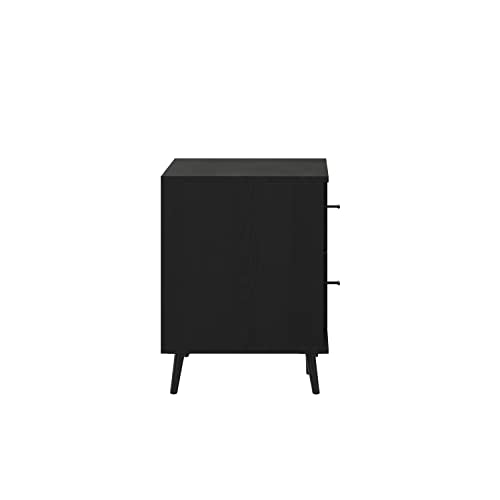 Flash Furniture Nelson 65" Mid Century Modern Stand for up to 60" TV's with Adjustable Shelf and Storage Drawers, Black