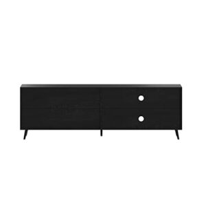 Flash Furniture Nelson 65" Mid Century Modern Stand for up to 60" TV's with Adjustable Shelf and Storage Drawers, Black