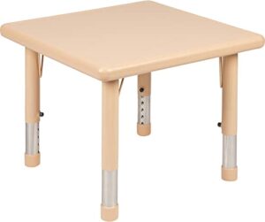 flash furniture 24″ square natural plastic height adjustable activity table