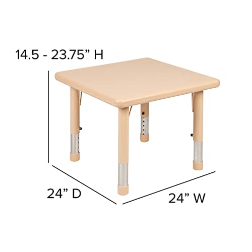 Flash Furniture 24" Square Natural Plastic Height Adjustable Activity Table