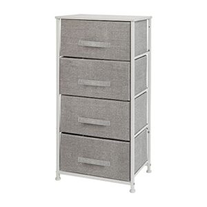 flash furniture 4 drawer storage dresser – white cast iron frame and wood top – 4 easy pull light gray fabric drawers