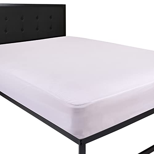 Flash Furniture Capri Comfortable Sleep Premium Fitted Waterproof, Vinyl Free Mattress Protector - Comfortable, Breathable, Quiet, Quilted Fabric Protection - Queen ,White