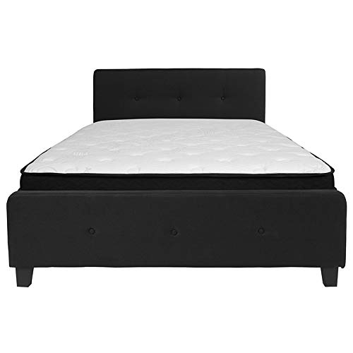 Flash Furniture Tribeca with Memory Foam Pocket Spring Mattress, Queen, Black Fabric