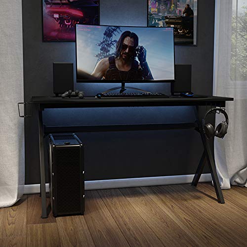 Flash Furniture 55" x 24" Extra Large Gaming Desk with Headphone Hook and Cup Holder - Free Mouse Pad