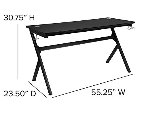 Flash Furniture 55" x 24" Extra Large Gaming Desk with Headphone Hook and Cup Holder - Free Mouse Pad