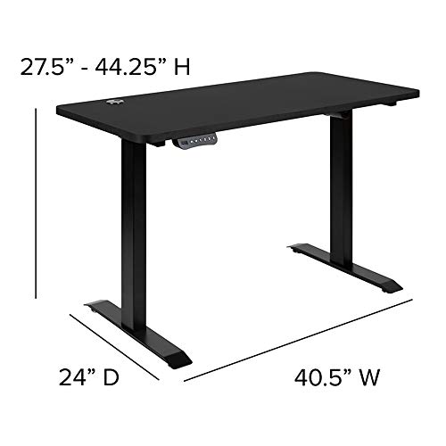 Flash Furniture Electric Height Adjustable Standing Desk - Table Top 48" Wide - 24" Deep (Black)