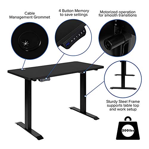 Flash Furniture Electric Height Adjustable Standing Desk - Table Top 48" Wide - 24" Deep (Black)