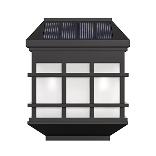 Flash Furniture DN-SL108-6-BK-GG 6 Pack Wall Mount LED Weather Resistant Decorative Powered Deck and Fencing Solar Lights, Black