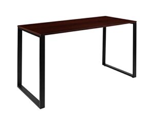 flash furniture modern commercial grade desk industrial style computer desk sturdy home office desk – 55″ length (mahogany)