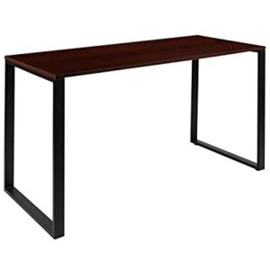 Flash Furniture Modern Commercial Grade Desk Industrial Style Computer Desk Sturdy Home Office Desk - 55" Length (Mahogany)