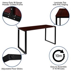 Flash Furniture Modern Commercial Grade Desk Industrial Style Computer Desk Sturdy Home Office Desk - 55" Length (Mahogany)