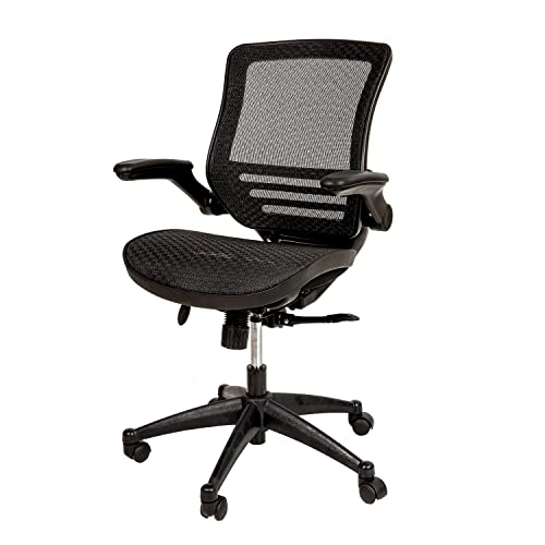 Flash Furniture Mid-Back Transparent Black Mesh Executive Swivel Office Chair with Black Frame and Flip-Up Arms