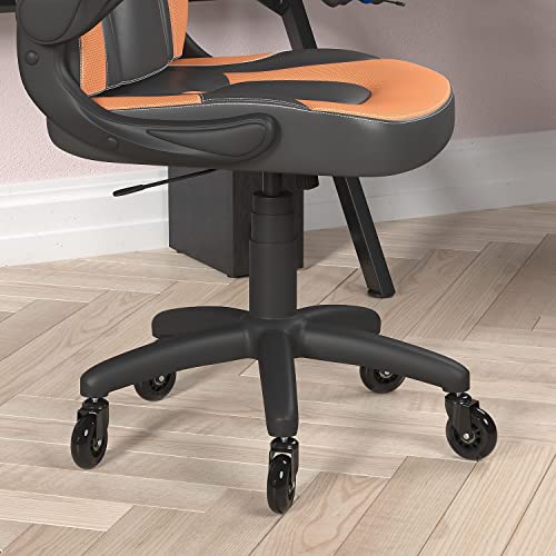 Flash Furniture X10 Gaming Chair Racing Office Computer PC Adjustable Chair with Flip-up Arms and Transparent Roller Wheels, Orange/Black LeatherSoft