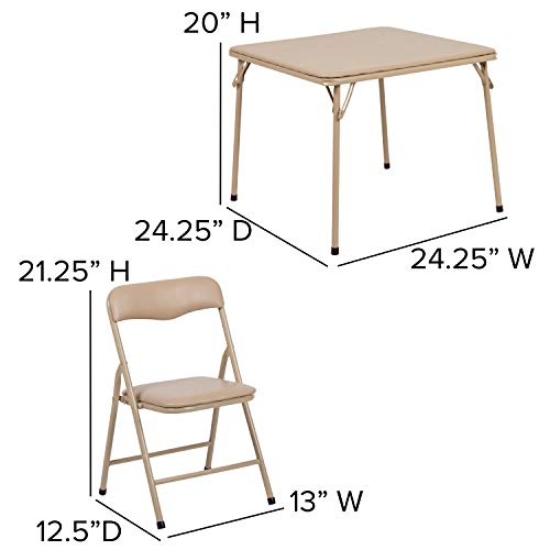 Flash Furniture Kids Tan 3 Piece Folding Table and Chair Set