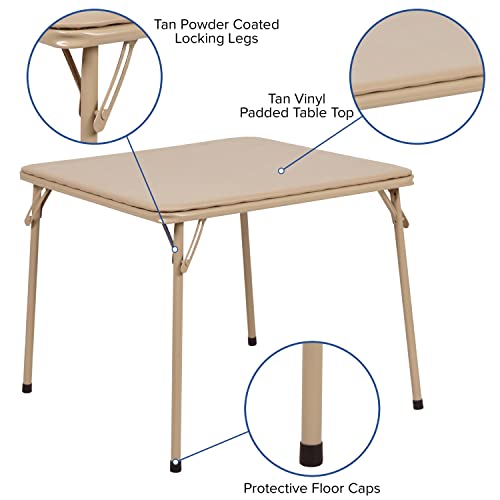 Flash Furniture Kids Tan 3 Piece Folding Table and Chair Set