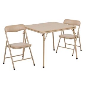 Flash Furniture Kids Tan 3 Piece Folding Table and Chair Set