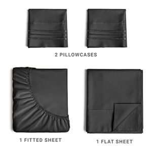 Queen Size Sheet Set - Breathable & Cooling Sheets - Hotel Luxury Bed Sheets - Extra Soft - Deep Pockets - Easy Fit - 4 Piece Set - Wrinkle Free - Comfy - Black Bed Sheets - Queens Sheets – 4 PC