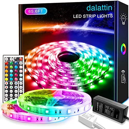 dalattin 65.6ft Led Lights for Bedroom Led Strip Lights Color Changing Lights with 44 Keys Remote,2 Rolls of 32.8ft