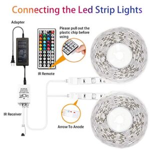 dalattin 65.6ft Led Lights for Bedroom Led Strip Lights Color Changing Lights with 44 Keys Remote,2 Rolls of 32.8ft