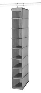 whitmor hanging shoe shelves – 8 section – closet organizer – grey