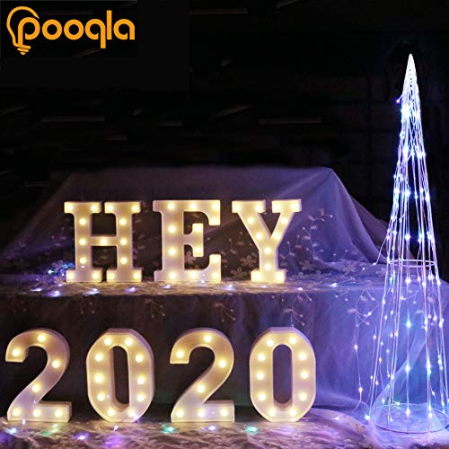 Pooqla LED Marquee Letter Lights Sign, Light Up Alphabet Letter for Home Party Wedding Decoration T