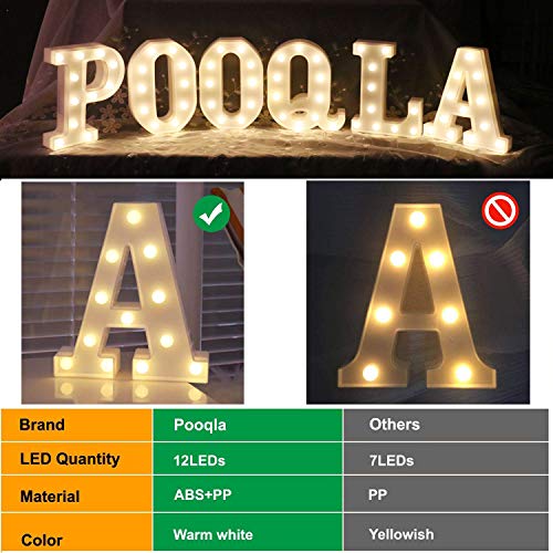 Pooqla LED Marquee Letter Lights Sign, Light Up Alphabet Letter for Home Party Wedding Decoration T