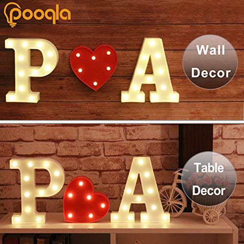 Pooqla LED Marquee Letter Lights Sign, Light Up Alphabet Letter for Home Party Wedding Decoration T