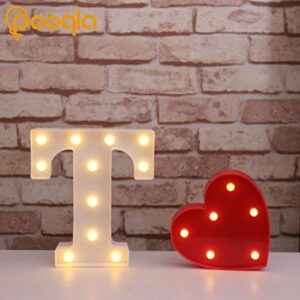 Pooqla LED Marquee Letter Lights Sign, Light Up Alphabet Letter for Home Party Wedding Decoration T