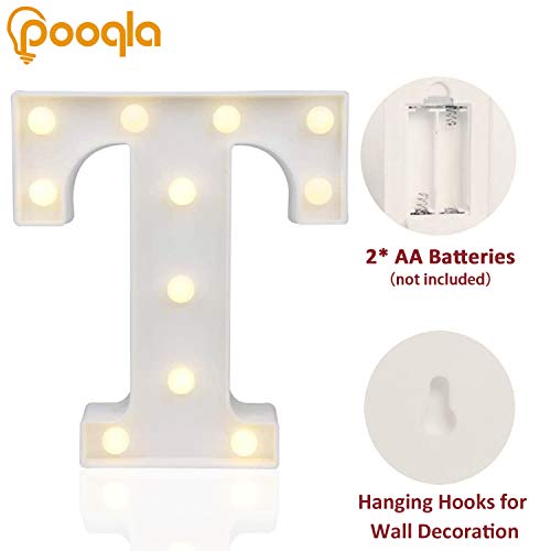 Pooqla LED Marquee Letter Lights Sign, Light Up Alphabet Letter for Home Party Wedding Decoration T