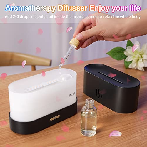 Colorful Flame Air Aroma Diffuser Humidifier, Upgraded 7 Flame Colors Noiseless Essential Oil Diffuser for Home,Office,Yoga with Auto-Off Protection 180ml (8Hours Black)