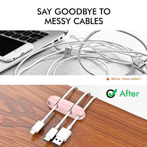 AhaStyle 3 Pack Cord Holders for Desk, Strong Adhesive Cord Keeper Cable Clips Organnizer for Organizing USB Cable/Power Cord/Wire Home Office and Car(Pink)