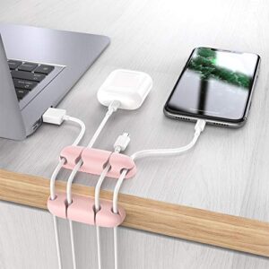 AhaStyle 3 Pack Cord Holders for Desk, Strong Adhesive Cord Keeper Cable Clips Organnizer for Organizing USB Cable/Power Cord/Wire Home Office and Car(Pink)