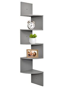 greenco 5 tier wall mount corner shelves gray finish