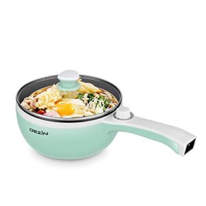 dezin electric hot pot upgraded, non-stick sauté pan, rapid noodles cooker, 1.5l mini pot for steak, egg, fried rice, ramen, oatmeal, soup with power adjustment (egg rack included)