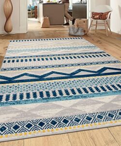 rugshop sky collection contemporary bohemian design area rug 5′ x 7′ blue