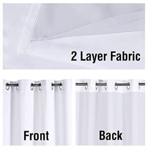 H.VERSAILTEX White Blackout Curtains 84 Inches Long (2 Layers) Light Blocking Lined Window Curtain Draperies for Bedroom Thermal Insulated Soft Thick Silky Grommet 2 Panels, White with White Liner