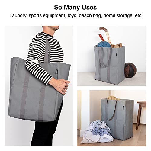 Dwello 52-litre collapsible laundry bag for clothes storage, tidying apartment essentials or as an organizer basket. Ideal for sports equipment, dorm-room essentials or as a large beach tote bag