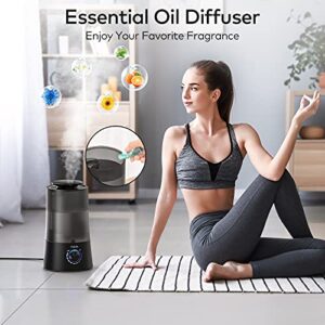 Humidifiers for Bedroom - 4L Cool Mist Humidifier Top Fill Oil Diffuser Quiet Ultrasonic Humidifiers for Home Large Room with Adjustable 360° Rotation Nozzle, Auto Shut-Off, Humidifiers for Baby