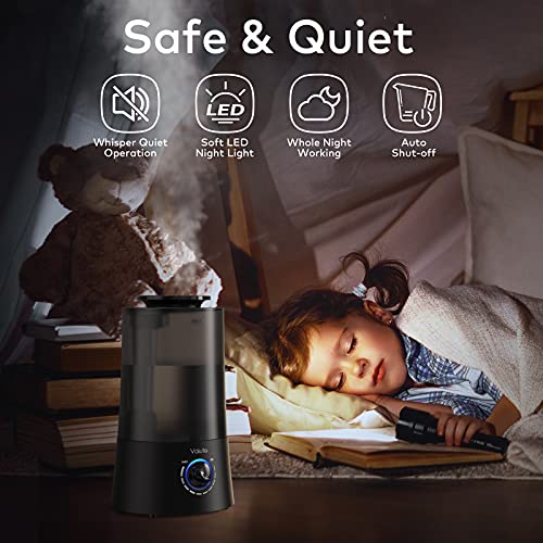 Humidifiers for Bedroom - 4L Cool Mist Humidifier Top Fill Oil Diffuser Quiet Ultrasonic Humidifiers for Home Large Room with Adjustable 360° Rotation Nozzle, Auto Shut-Off, Humidifiers for Baby