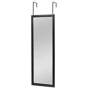 miruo over the door, wall mirror dressing make up full length hanging, polystyrene frame for bathroom, bedroom, living room, dorm and more (black, 43″ x 16″)