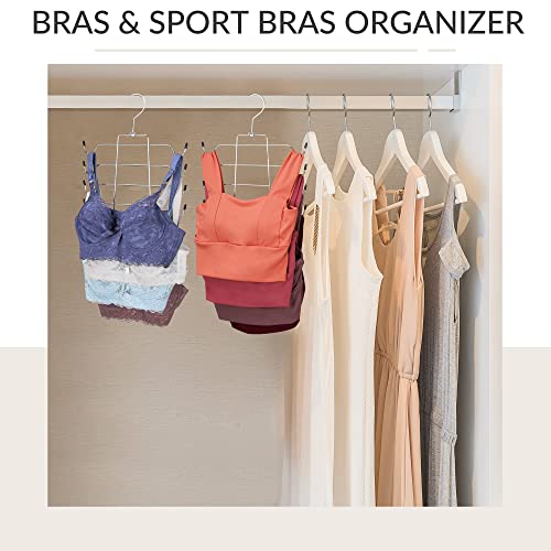 Bra Hanger, 2 Pack Tank Top Hanger Organizer for Closet, 4 Storage Capacity Top Swivel Hook Clothes Wrinkle-Free, ZEDODIER Hanging Space Saving Hanger Bra Holder Camisole Storage