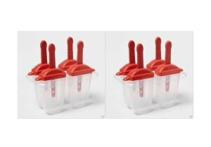 8 pack room essentials frozen treat mold red, homemade popsicle, ice cream, frozen yogurt, pudding mold shapes, bpa free