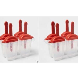 8 Pack Room Essentials Frozen Treat Mold Red, Homemade Popsicle, Ice Cream, Frozen Yogurt, Pudding Mold Shapes, BPA Free