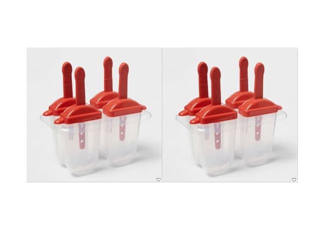 8 Pack Room Essentials Frozen Treat Mold Red, Homemade Popsicle, Ice Cream, Frozen Yogurt, Pudding Mold Shapes, BPA Free